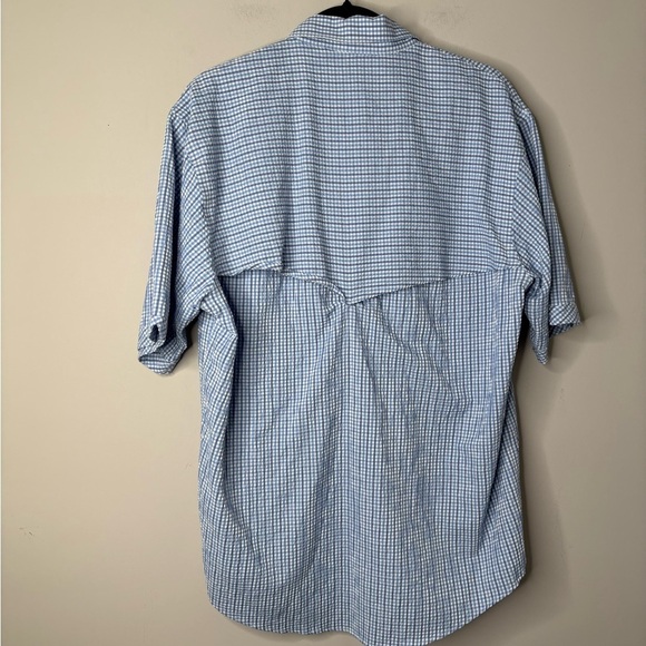 Criquet Men’s Blue Plaid Polo Golf Shirt Large Button Up Short Sleeve - Picture 5 of 5